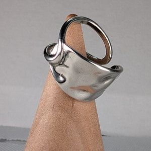 Chunky Hammered Silver Ring For Women, Minimalistic Irregular Adjust Ring, Sterling Silver Plated Ring, Resizeable Open Band