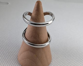 Chunky Wide Long Double Band Ring Sterling Silver Plated Adjustable/Resizeable Open Band,Splint Arthritis Ring