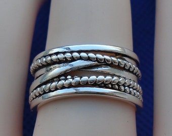 Dikke zilveren ring voor vrouwen, weave twist verstelbare ring, statement ring, cadeau voor haar, open ring