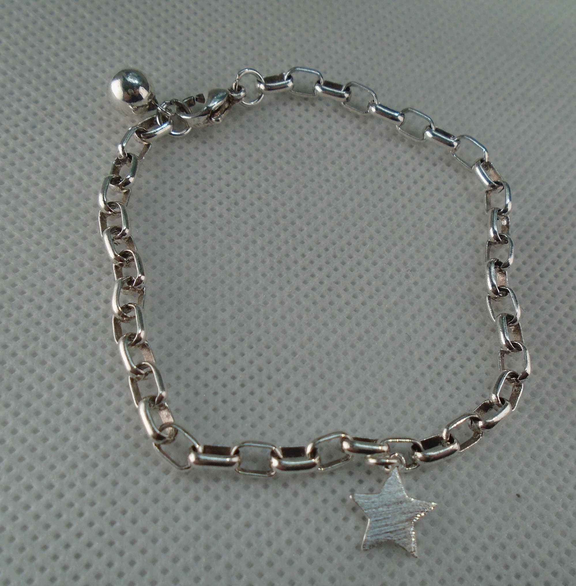Star Bracelet Sterling Silver Plated Chain 18cm - Etsy