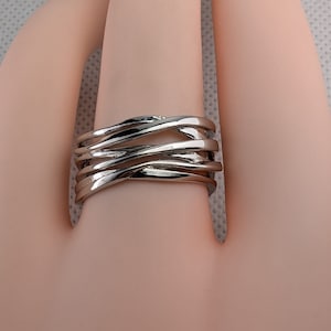 Chunky Sterling Silver Plated Ring, Adjustable Ring For Women, Statement Ring, Boho Ring