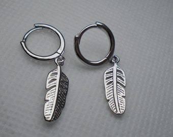Silver Leaf Earrings, Drop Dangle Earrings, Hoop/Huggie/Sleeper Earrings