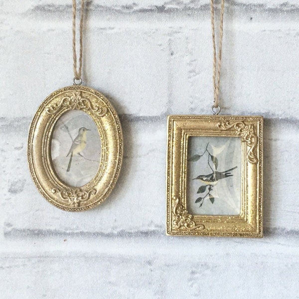 Mini Hanging Photo Frame Gold Silver Ornate Rectangle Oval Vintage Family Tree Frames Wedding Favour Gift Christmas Gift Frame Xmas Favour