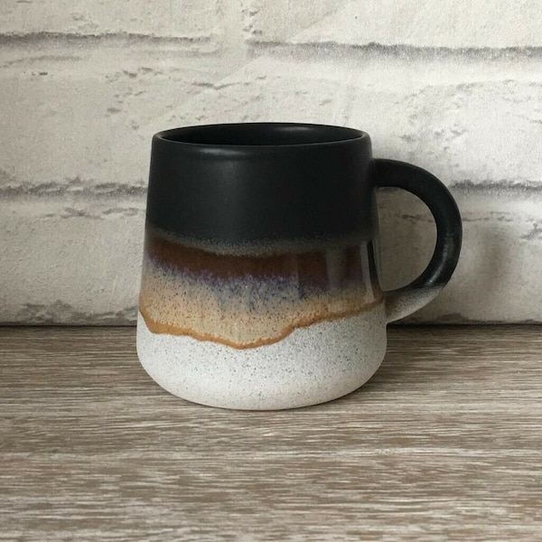 Black Glazed Mojave stoneware ceramic Mug, Tea coffee Mug Cup Scandi design Kitchen Drinkware Gift Boho Stone Present
