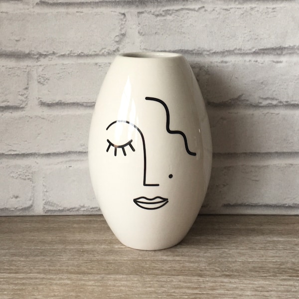 Abstract Face Vase Etsy