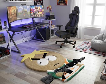 Alfombra de mechones Butt*rs: Alfombra de acrílico y bambú para sala de juegos de 58 a 89 cm