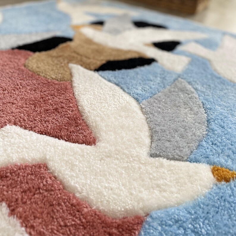 Handmade Tufted Rug: Shaggy Acrylic & Bamboo Blend, 'Free Woman' Design image 7