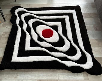 Optical Art Tufted Rug: Modern Geometric Design