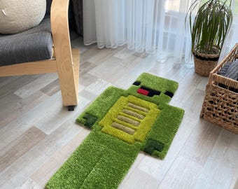 Handgemachter Teppich Pixel Hero: Handgemachter Teppich aus Acryl-Bambus