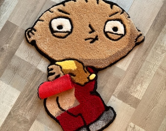 Funny cartoon handmade tufted rug, edgy character rug, custom carpet