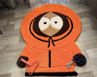 Alfombra con mechones de personajes de dibujos animados naranja: suave y esponjosa mezcla de acrílico y bambú, de 48 a 89 cm.