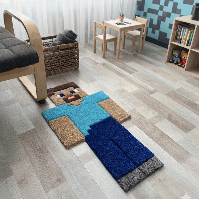 Handmade Pixel Art Character Rug: Tufted Gamer Decor - Etsy