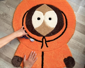 Orange Cartoon Character Tufted Rug: Fluffy and Soft Acrylic Bamboo Blend Yarn 19-35 inches
