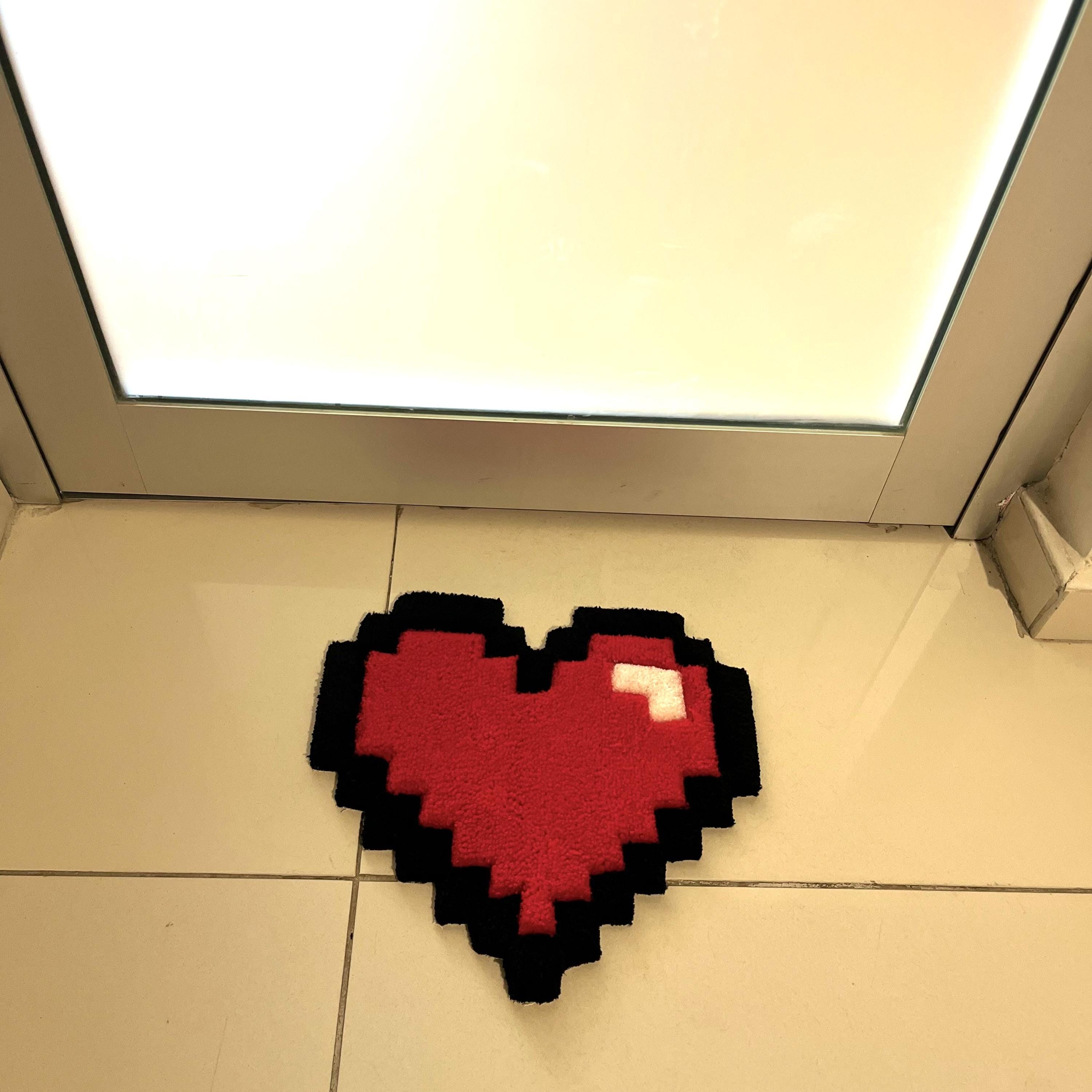 Pixel Heart Hand Tufted Rug: Acrylic-bamboo Sweet Decor - Etsy