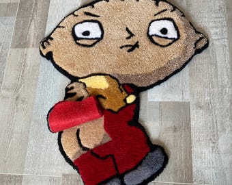 Edgy Cartoon Tufted Rug: Quirky Handmade Decor, Bold Character
