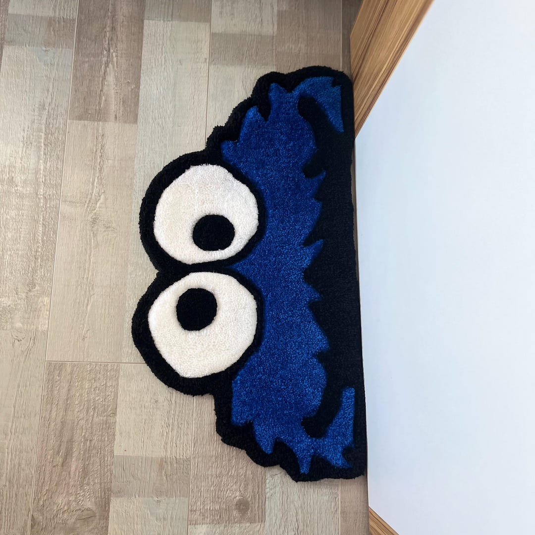 Monster Ink Rug Cook*e Monster Tufted Rug: Cartoon Acrylic Bamboo Yarn 17 Inches - Etsy