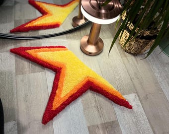 Alfombra de estrella hecha a mano: vibrante alfombra con mechones, decoración bohemia