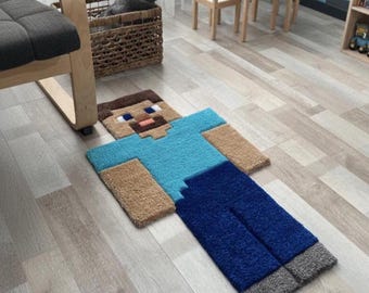 Pixel Adventurers Tufted Rug: Handgemachte Acryl- und Bambusmischung