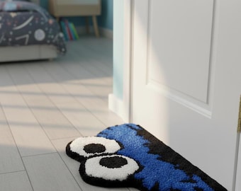 Alfombra con mechones Blue Monster: Alfombra decorativa con diseño de personaje peludo de 38 a 53 cm (15-21 pulgadas)