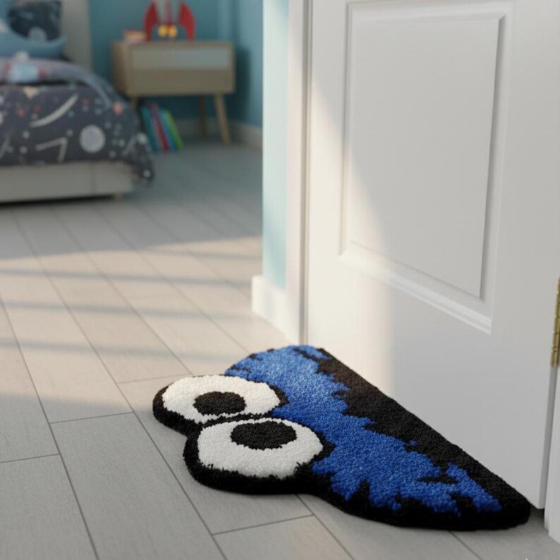 Monster Ink Rug Blue Monster Tufted Rug: Furry Character Accent Rug 15-21 Inches - Etsy