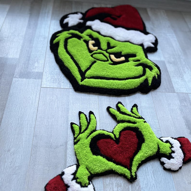 Gr*nch Hand Tufted Rug – Green Christmas Character Carpet, 23.6×19.7 ...