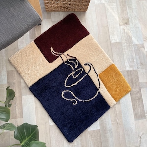 Koffiekoptapijt – handgemaakte getufte keukenmat – klaar voor verzending, klein vloerkleed – gezellig cadeau voor koffieliefhebbers – boho woondecoratie – gratis verzending