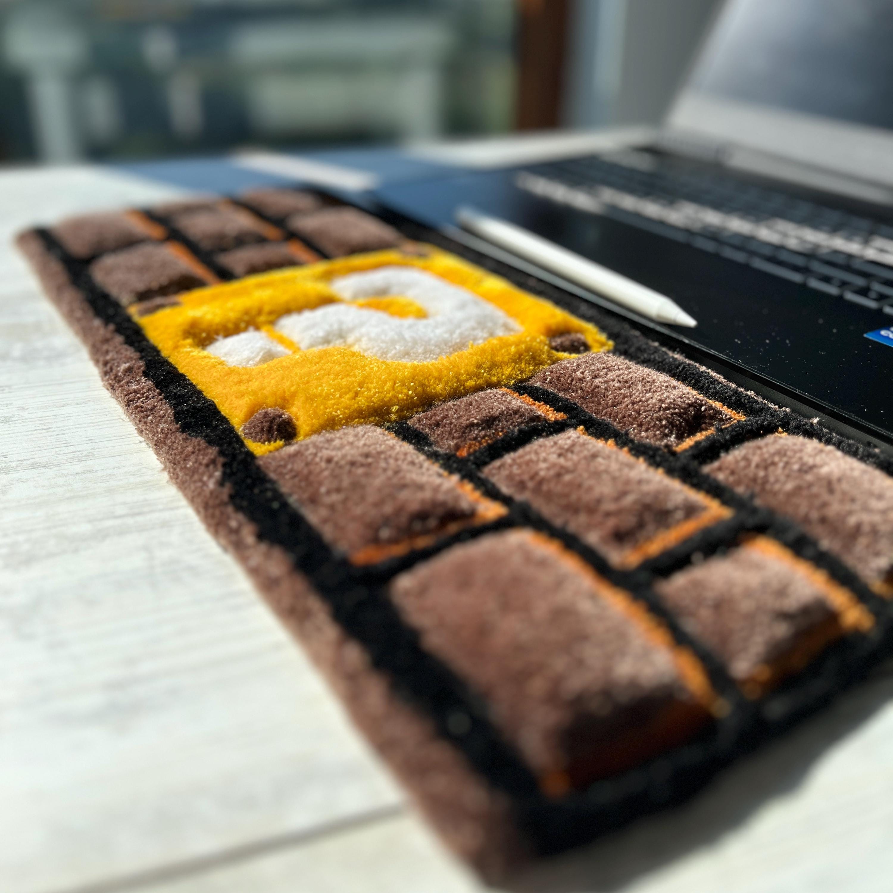 Handmade Gamer Tufted Desk Mat – Pixel Brick Block Keyboard Wrist Rest ...