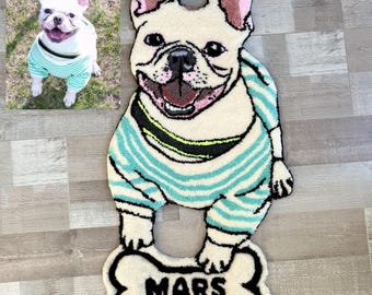 Alfombra personalizada para mascotas: Alfombra con retrato personalizado, suave y esponjosa, de hilo de bambú acrílico.