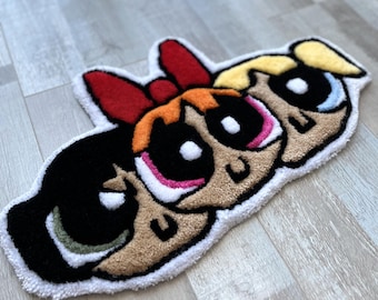 Handmade Cartoon Hero Rug: Tufted Acrylic-Bamboo Kids Room Decor