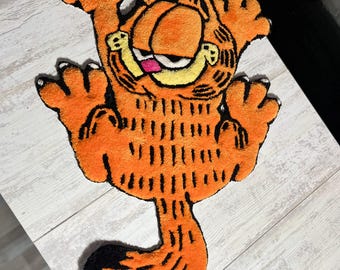 Alfombra con mechones de gato Garf*eld: mezcla acrílica hecha a mano, decoración para habitación infantil