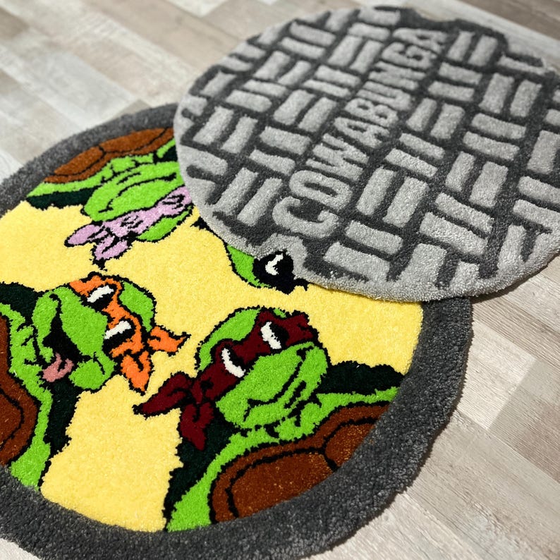 Handmade Cartoon Turtles Rug: Hero Turtles Gaming Room Decor - Etsy