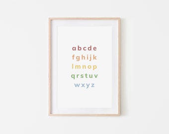Rainbow Alphabet Print - Printable Wall Art, ABC Print, Educational Wall Art, Nursery, Bedroom, Playroom, Digital Print, Instant Download