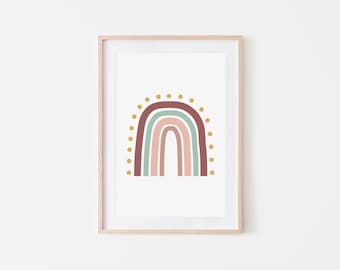 Rainbow Wall Art - Printable Wall Art, Nursery Decor, Kids Toddler Child Girl Baby Room, Bedroom, Playroom, Digital Print, Instant Download