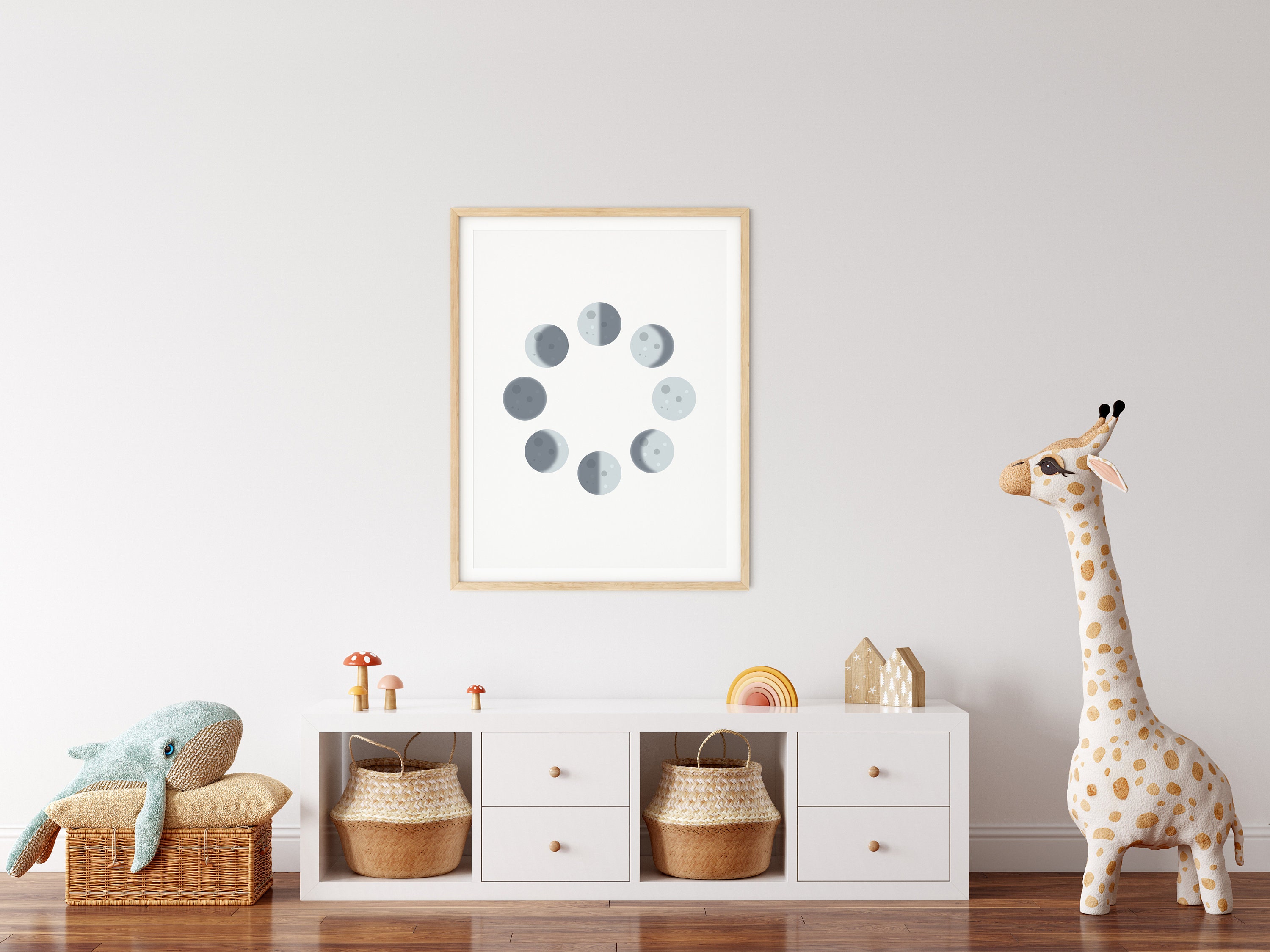 Moon Phases Wall Art - Printable Wall Art, Nursery Decor, Kids, Toddler ...