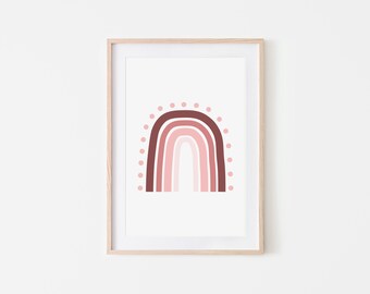 Pink Rainbow Wall Art - Printable Wall Art, Nursery Decor, Kids Toddler Girl Baby Room, Bedroom, Playroom, Digital Print, Instant Download