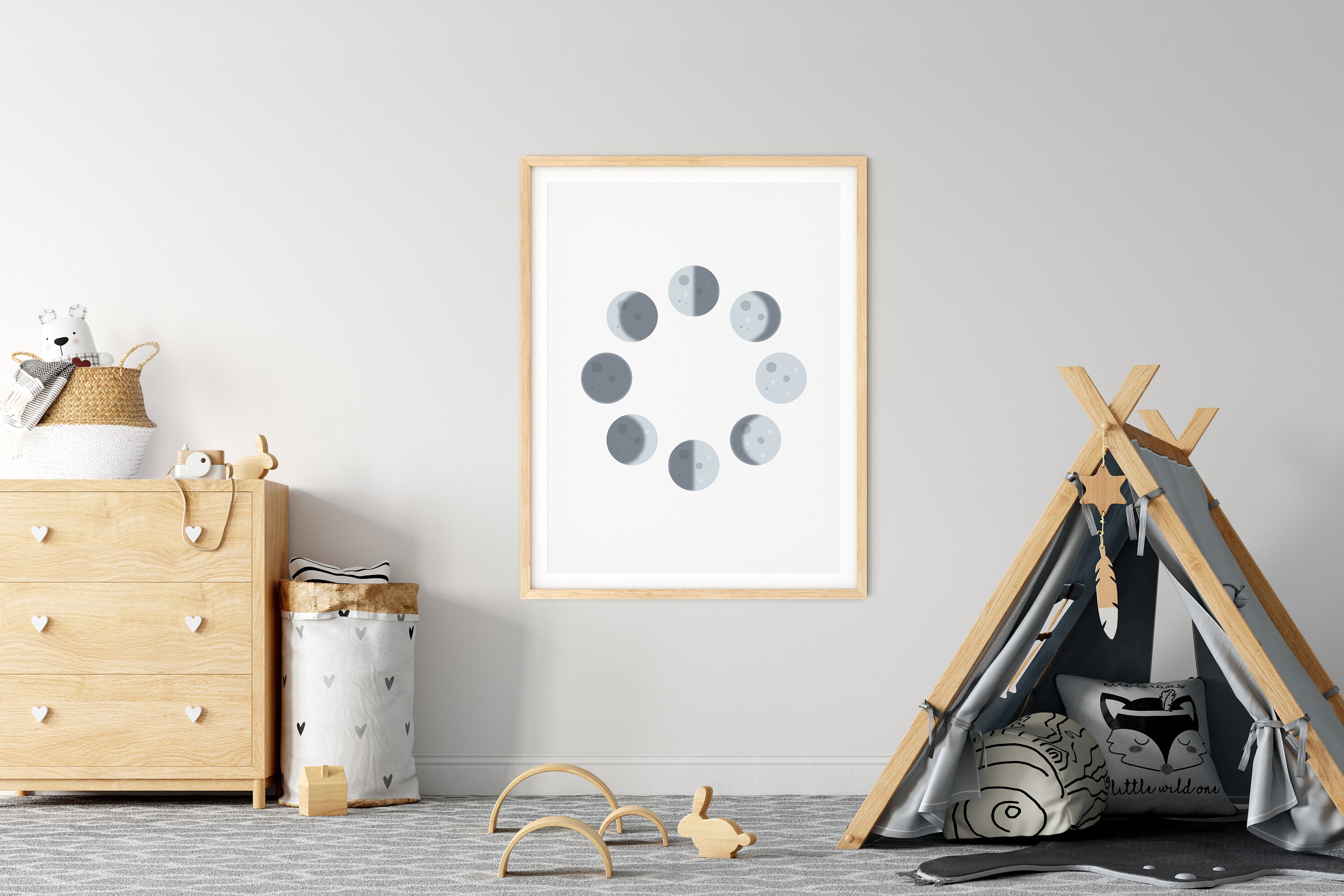 Moon Phases Wall Art - Printable Wall Art, Nursery Decor, Kids, Toddler ...