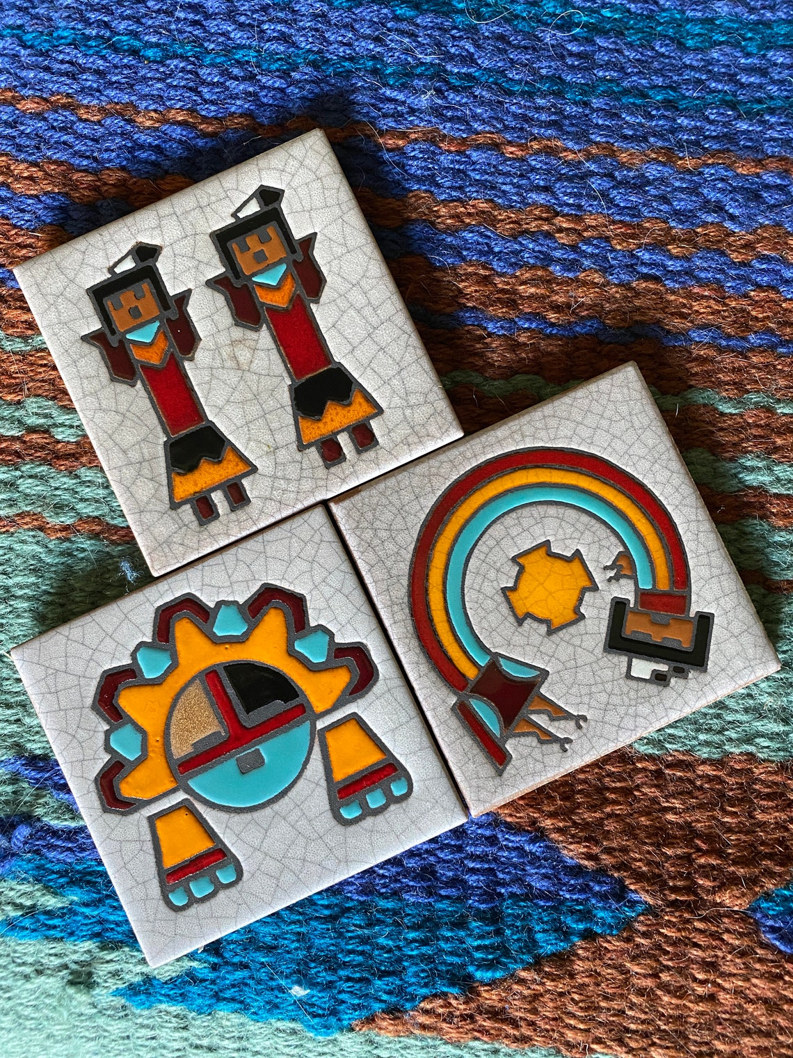 Coasters ceramic tile Native American Kachina Tiles Home Etsy