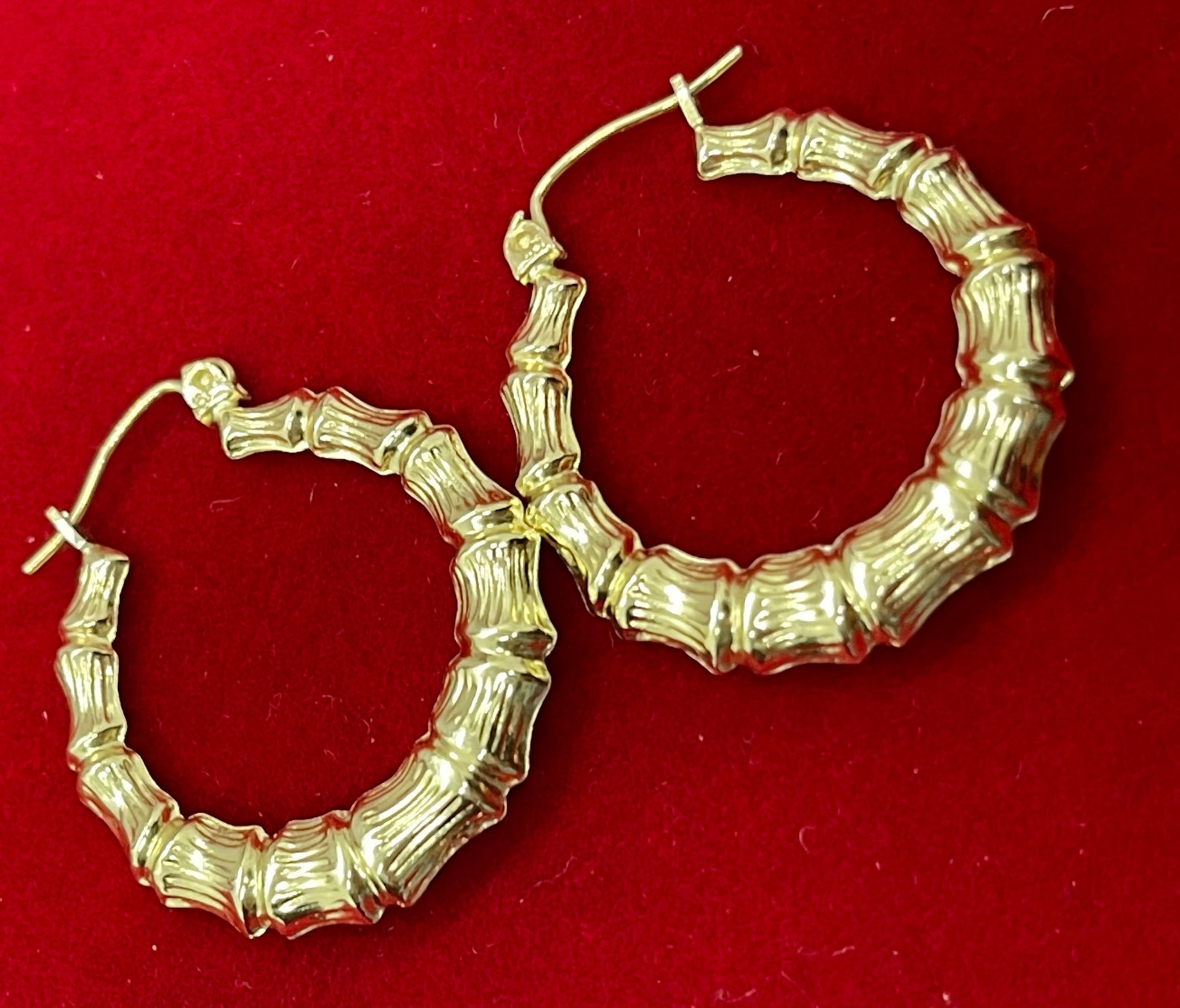 10KT Gold Bamboo Earrings Etsy