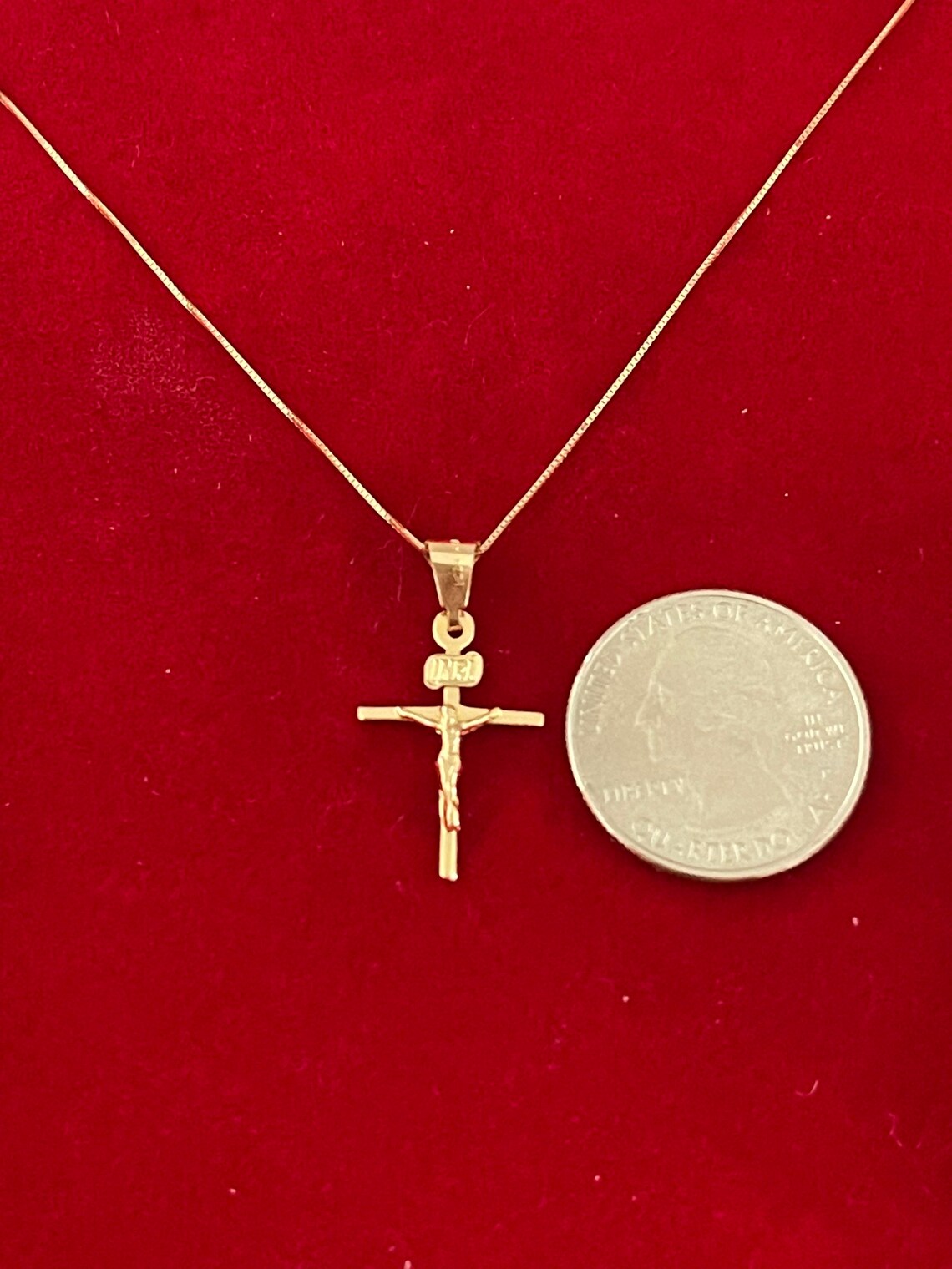 14Kt Gold Cross Chain Necklace Etsy