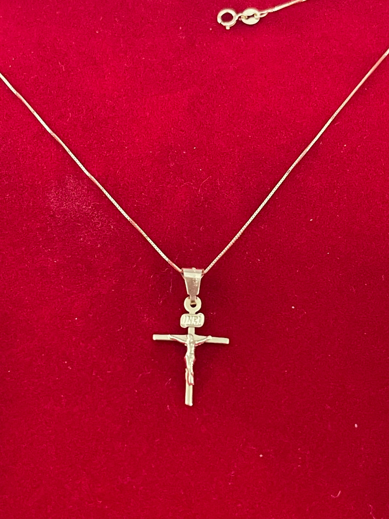 14Kt Gold Cross Chain Necklace Etsy