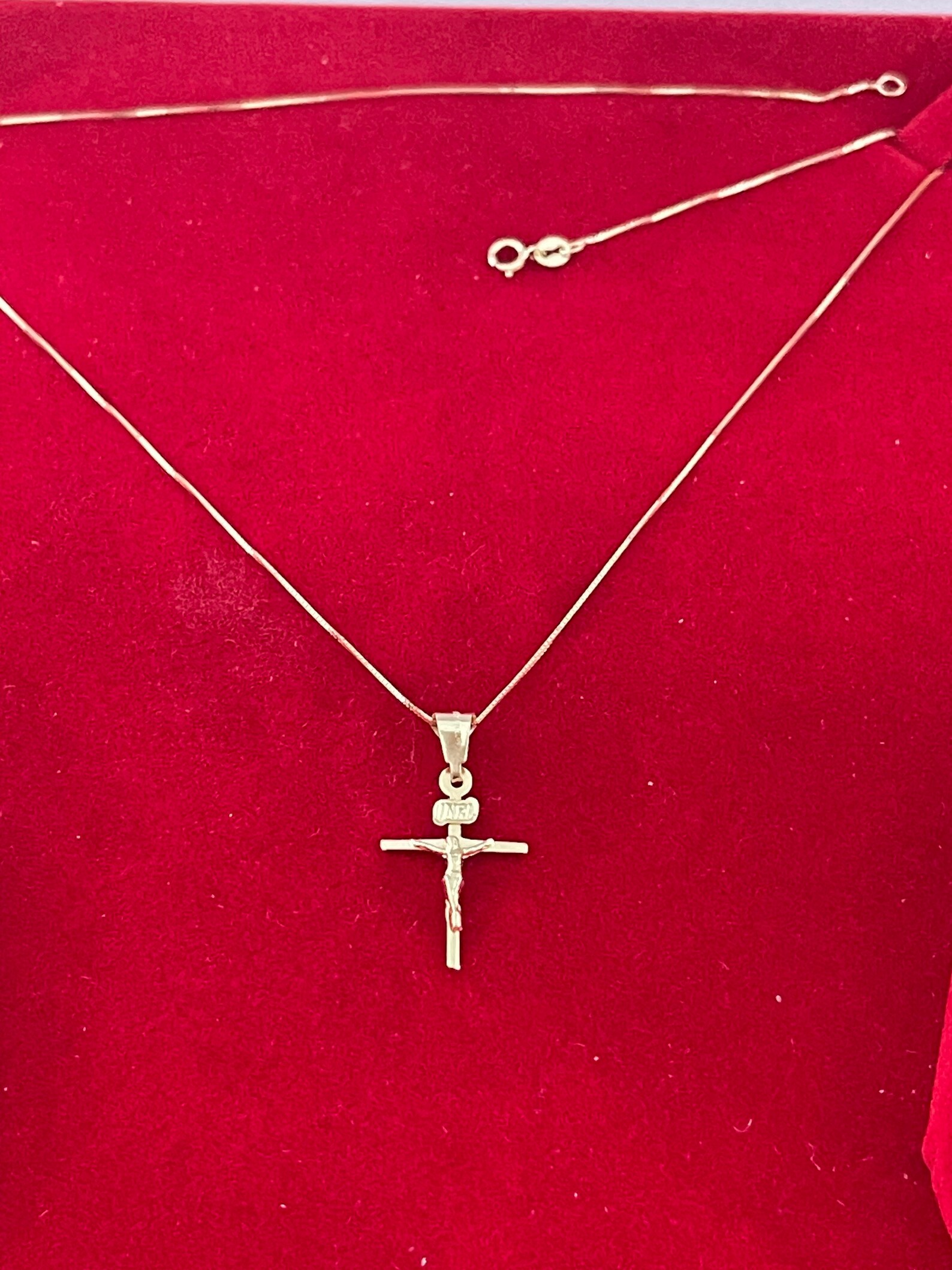 14Kt Gold Cross Chain Necklace Etsy