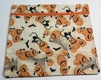 Large Project Bag - Pumpkin and Cat