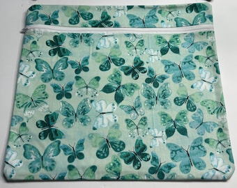 Large Project Bag - Turquoise Butterflies