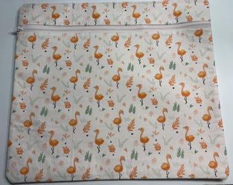 Large Project Bag - Orange Flamingo
