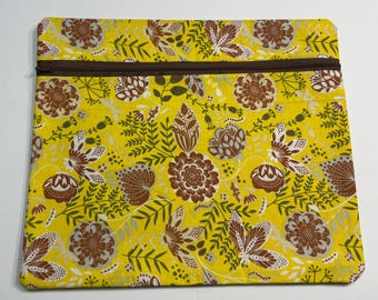 Medium Project Bag - Brown Flowers