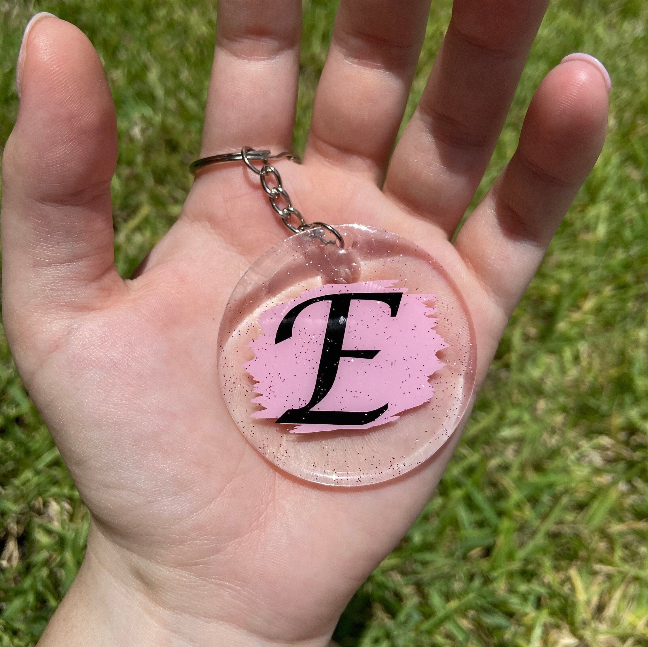 Acrylic Initial Keychain Letter E Etsy