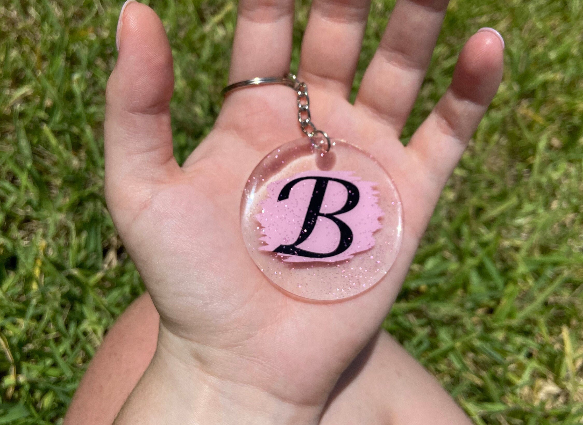 Acrylic Initial Keychain Letter B Etsy