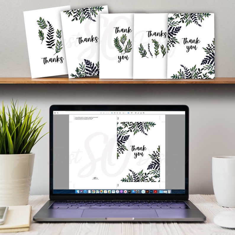 Simple Thank You Cards  Set of 5  Plant Thank You Cards  image 1