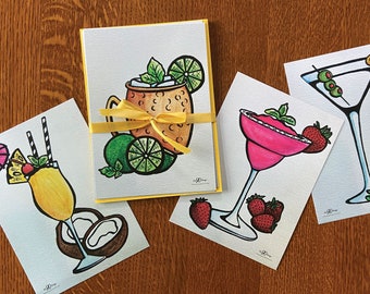 Cocktail Notecards Set (5x7in) | 4 Designs