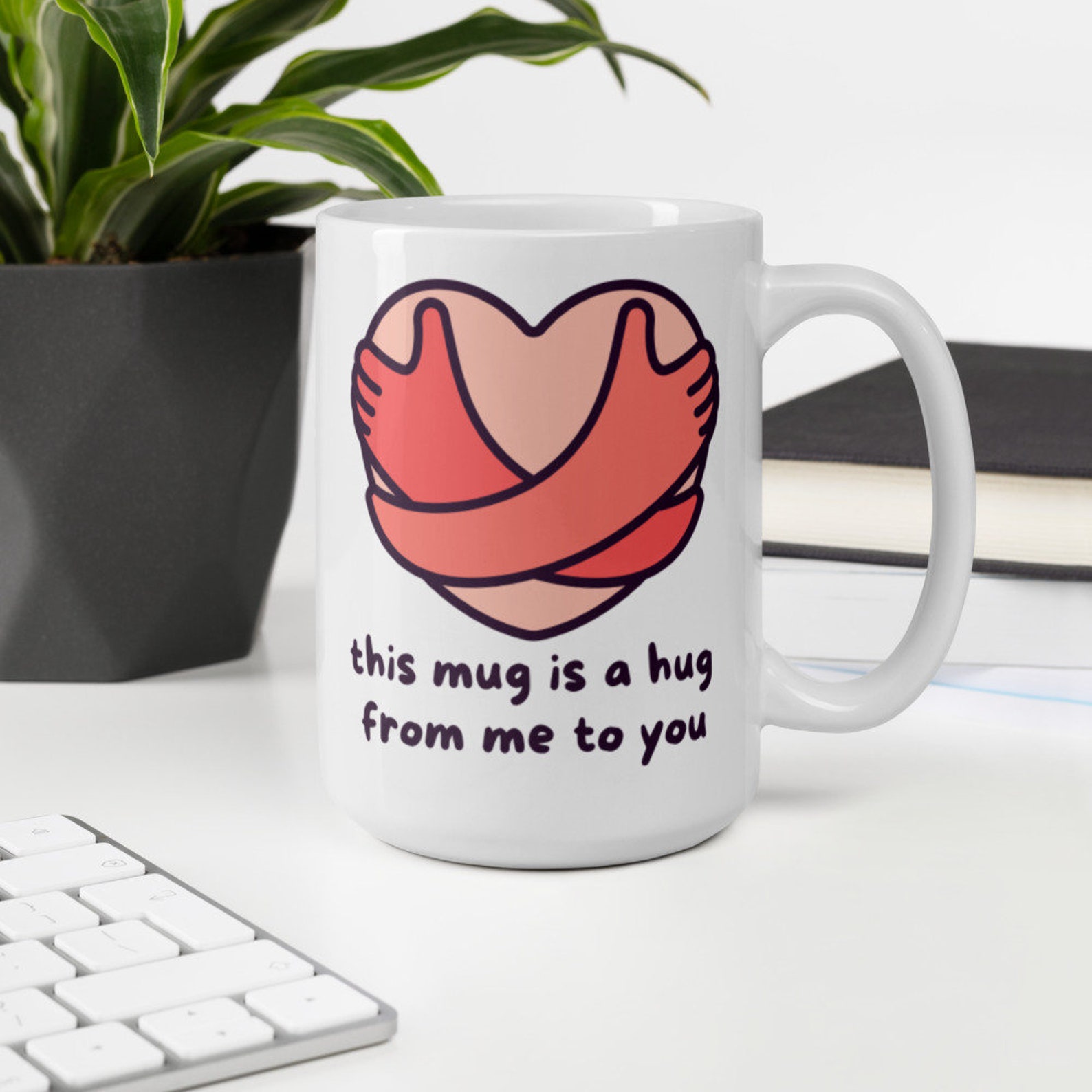 Hug in A Mug Ceramic Mug With Quote Gift for Mom Sister Etsy